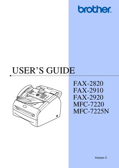 Brother FAX-2820/2910/2920 MFC-7220/7225N User's Guide - cover page