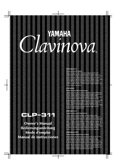 Yamaha CLP-311 Digital Piano Owner's Manual - cover page