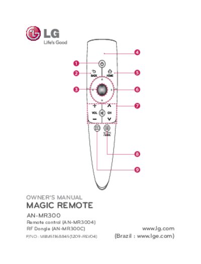LG AN-MR300 Remote Control Owner’s Manual - cover page