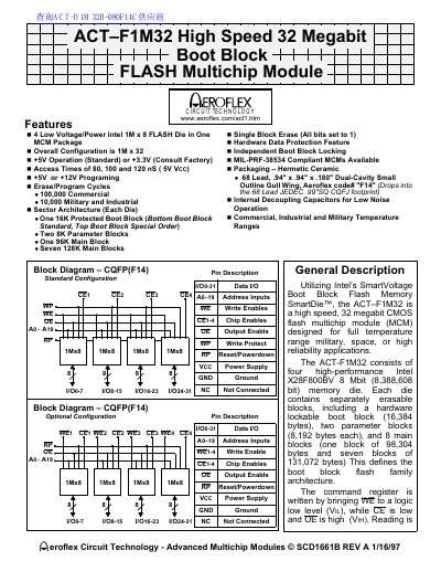 Aeroflex ACT-F1M32 Multichip Module Datasheet - cover page