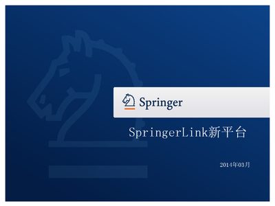 Springer SpringerLink Platform User Guide - cover page