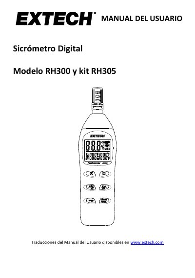 Extech Digital Hygrometer Model RH300 and kit RH305 User Manual - cover page