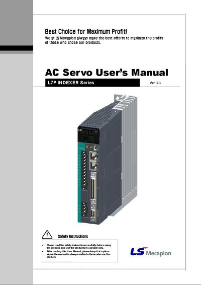 LS Mecapion L7P INDEXER Series AC Servo User Manual - cover page