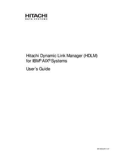 Hitachi Dynamic Link Manager (HDLM) User Guide for IBM AIX Systems - cover page