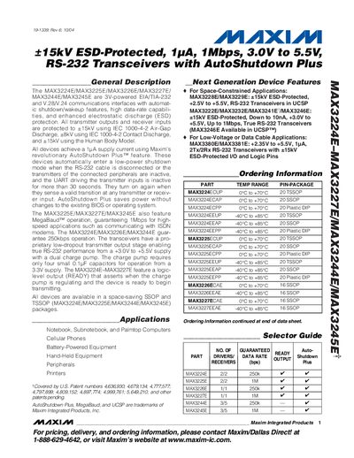 Maxim MAX3224E/MAX3225E/MAX3226E/MAX3227E/MAX3244E/MAX3245E Datasheet - cover page