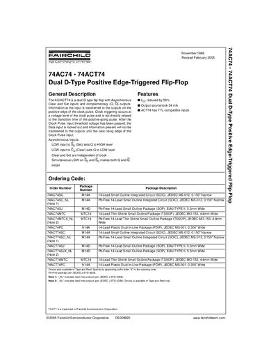 Fairchild 74AC74/74ACT74 Dual D-Type Positive Edge-Triggered Flip-Flop Handbook - cover page