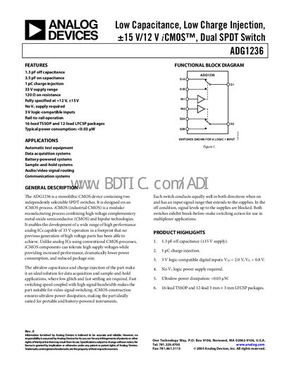 Analog Devices ADG1236 Analog Switch Datasheet - cover page