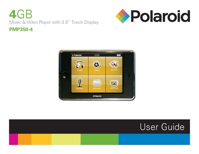 Polaroid PMP350-44GB Music & Video Player User Guide - cover page