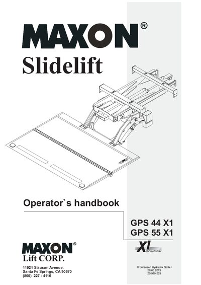 Sörensen Hydraulik GPS 44 X1 / GPS 55 X1 Operator's Handbook - cover page