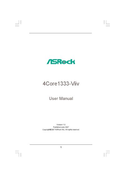 ASRock 4Core1333-Viiv Motherboard User Manual - cover page