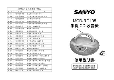 Sanyo MCD-RD105 Portable CD Radio User Manual - cover page