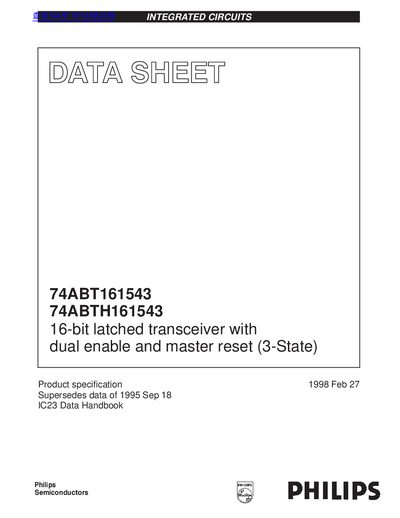 Philips 74ABT161543/74ABTH161543 Datasheet - cover page