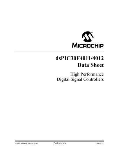 Microchip dsPIC30F4011/4012 Datasheet - cover page