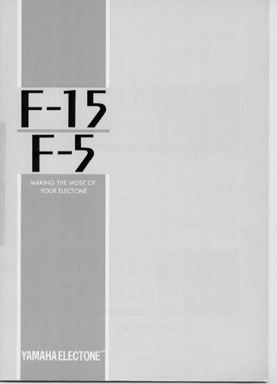 Yamaha F-15/F-5 Electone User Manual - cover page