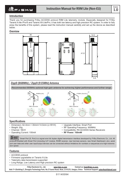 FrSky R9M Lite Telemetry Module User Manual - cover page