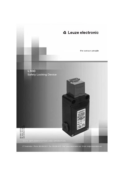 Leuze L100 Safety Locking Device Safe Implementation and Operation Manual - cover page