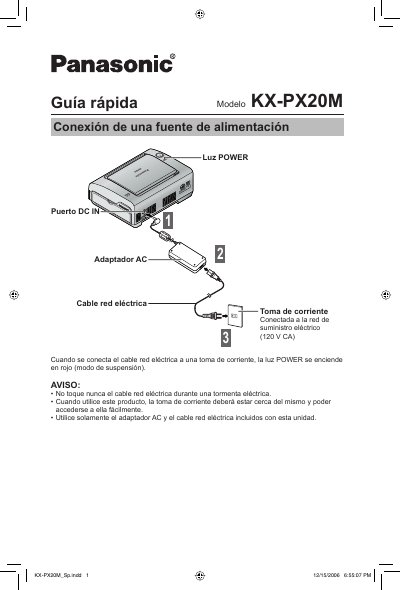 Panasonic KX-PX20M-SPA Printer Manual