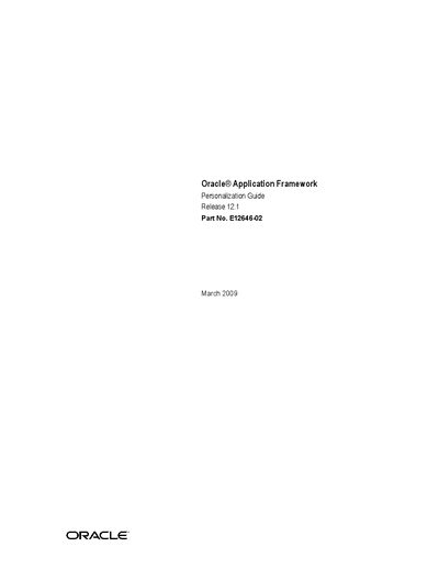 Oracle Application Framework Personalization Guide - cover page