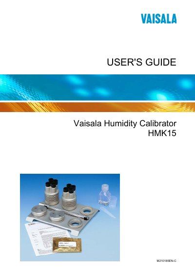 Vaisala HMK15 User's Guide - cover page