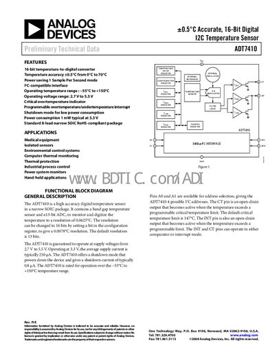 Analog Devices ADT7410 Handbook - cover page