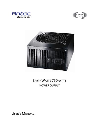 EARTHWATTS 750-WATT POWER SUPPLY USER S MANUAL