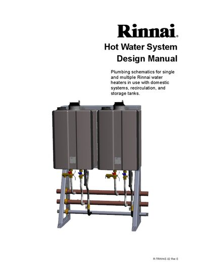 Rinnai Tankless Water Heaters Hot Water System Design Manual - cover page