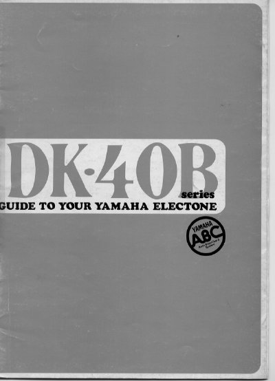Yamaha DK-40B Electone Owner's Manual - cover page