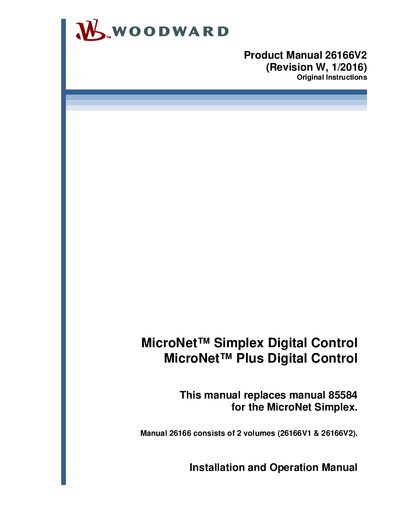Woodward MicroNet Simplex & MicroNet Plus User Manual - cover page