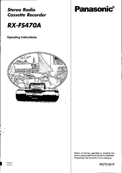 Panasonic RX-FS470A Stereo Radio Cassette Recorder Operating Instructions