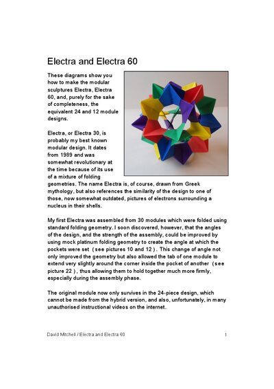 David Mitchell Electra Modular Sculpture Instruction Manual - cover page