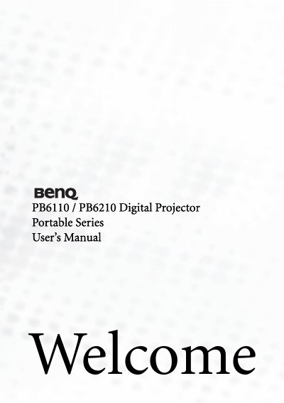 BenQ PB6110 / PB6210 Digital Projector User Manual - cover page