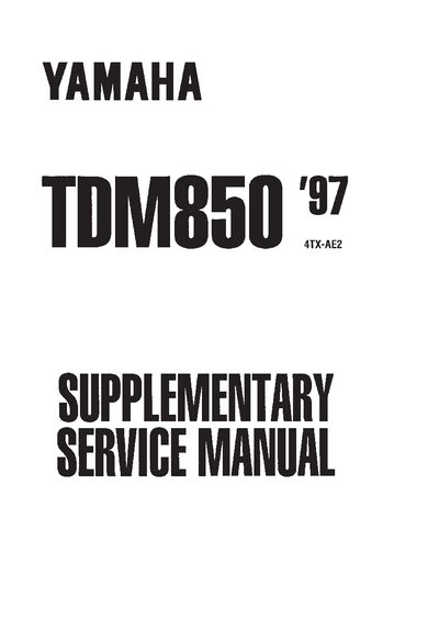 Yamaha TDM850 Supplementary Service Manual - cover page