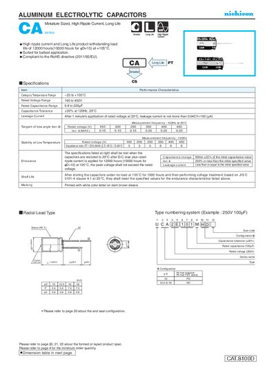 CAT.8100D Aluminum Electrolytic Capacitors Datasheet - cover page