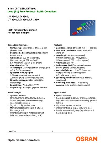 OSRAM LS 3360/LO 3360/LY 3360/LG 3360/LP 3360 LED Handbook - cover page