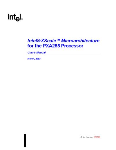 Intel PXA255 Processor User Manual - cover page