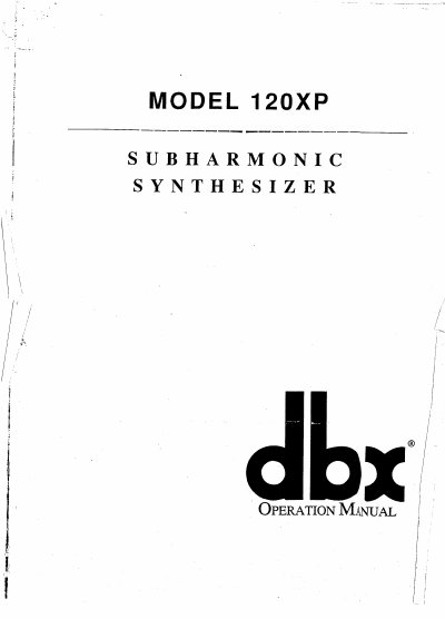 dbx 120XP Subharmonic Synthesizer Operation Manual - cover page