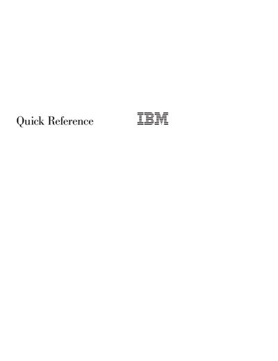 IBM Quick Reference Manual - cover page