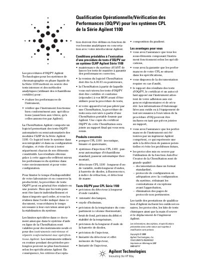 Agilent 1100 Series HPLC Systems Operational Qualification/Performance Verification Procedures - cover page