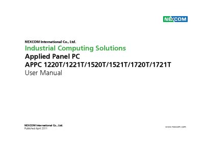 NEXCOM APPC 1220T/1221T/1520T/1521T/1720T/1721T Panel PC User Manual - cover page