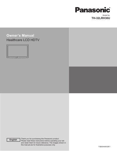 Panasonic TH-32LRH30U Healthcare LCD HDTV Owner's Manual - cover page