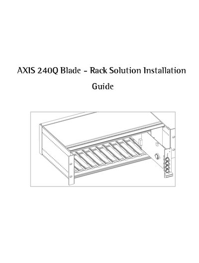 AXIS 240Q Blade - Rack Solution Installation Guide - cover page