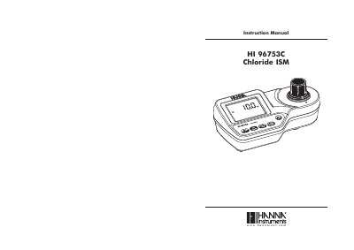 Hanna Instruments HI 96753C Chloride ISM Instruction Manual - cover page