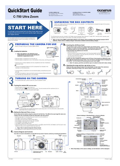 Olympus C-750 Ultra Zoom QuickStart Guide - cover page