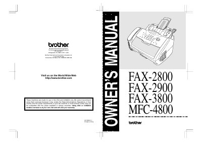 Brother FAX-2800/2900/3800/MFC-4800 Owner's Manual - cover page