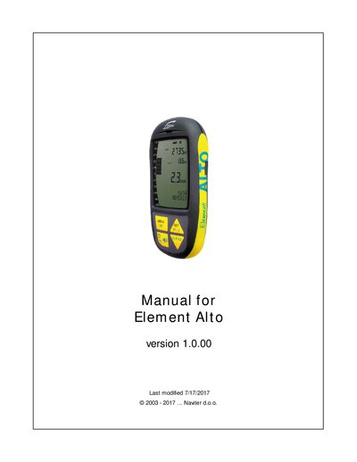 Naviter Element Alto User Manual - cover page