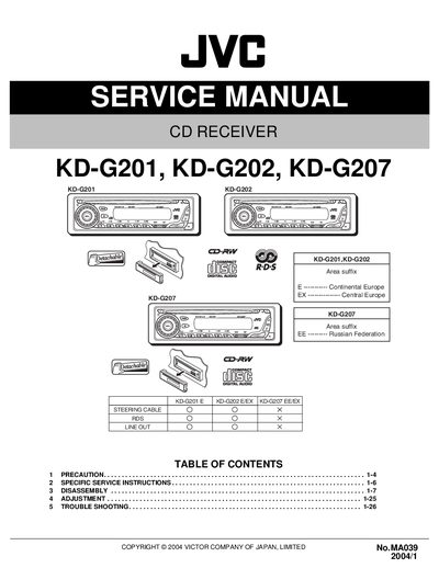 JVC KD-G201 / KD-G202 / KD-G207 Service Manual - cover page
