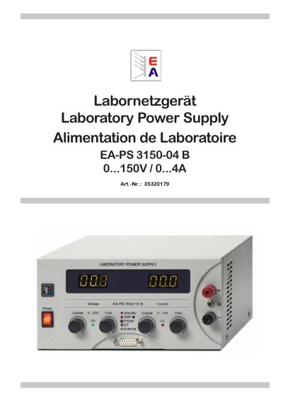 EA EA-PS 3150-04 B Laboratory Power Supply User Manual - cover page