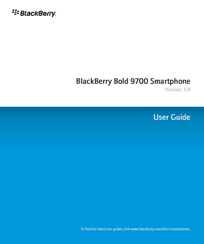 BlackBerry Bold 9700 Smartphone User Guide - cover page