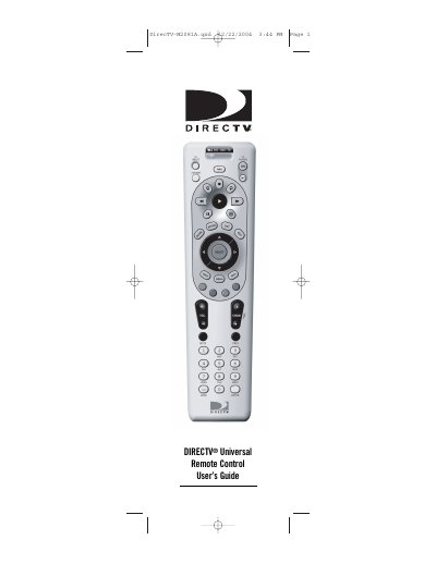 DIRECTV M2081A Universal Remote Control User Guide - cover page
