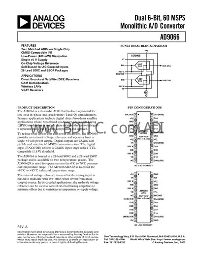 Analog Devices AD9066 Datasheet - cover page